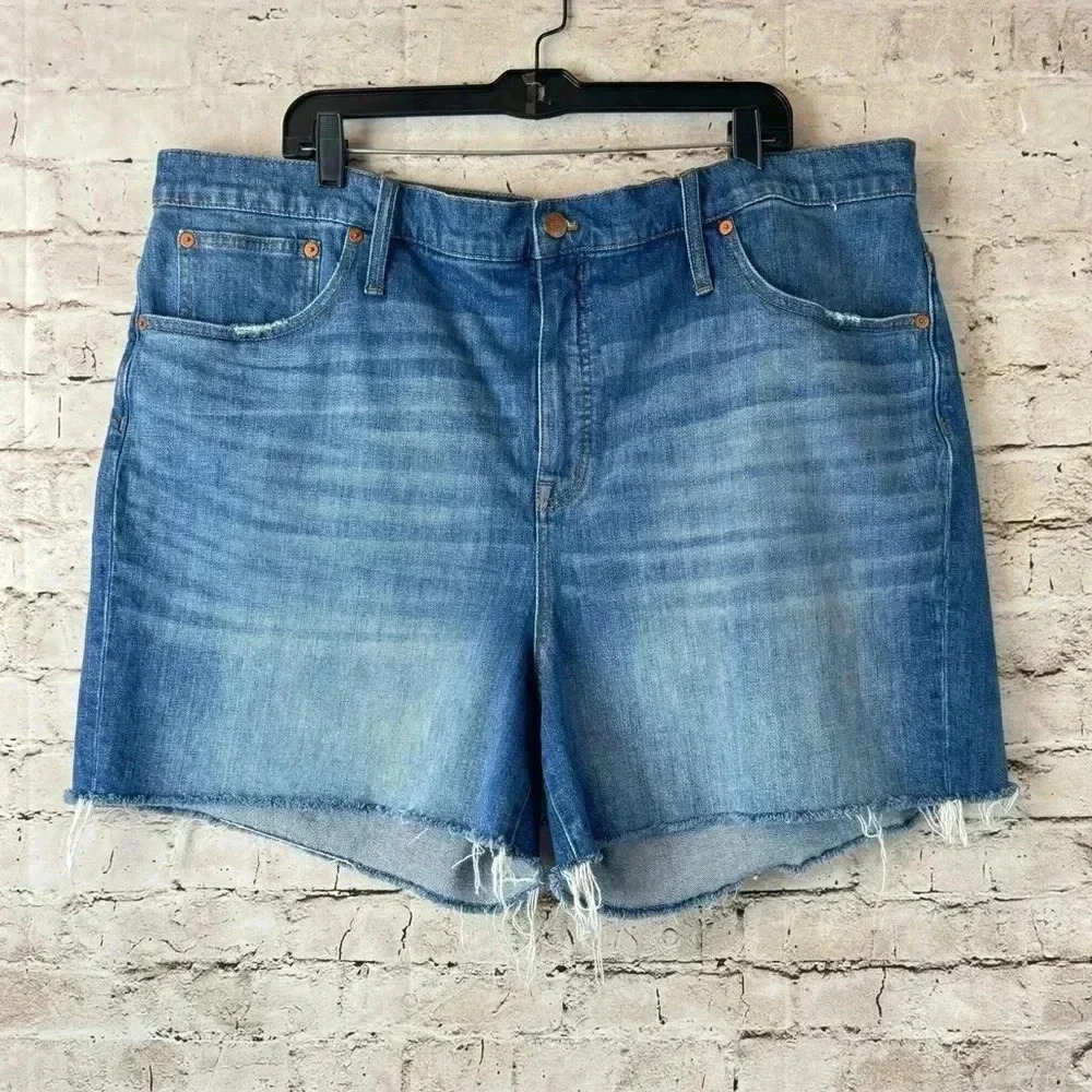 Madewell Womens Size 36 High-Rise Denim Jean Shorts Cut Off Frayed F7019 Stretch